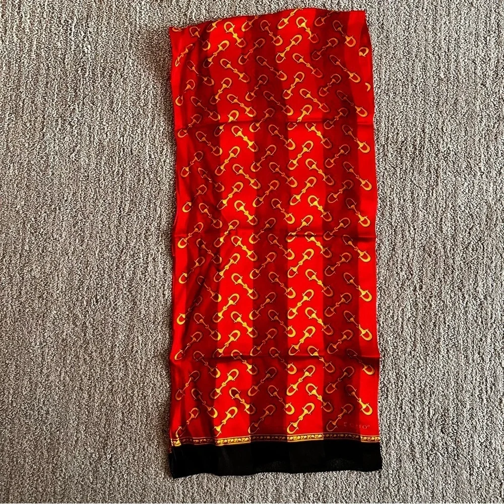 Echo Red and Gold Silk Scarf | Vintage | Western | Equestrian | Quiet Luxury